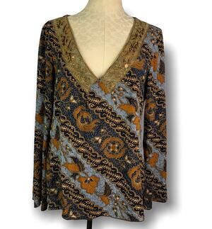 Medium Truworths Womens Boho Chic Beaded V-Neck Shirt South Africa Rayon